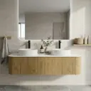 1500mm Kiama Prime Oak Two Drawers Curved Wall Hung Vanity Cabinet Only