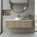 1500mm Kiama White Oak Two Drawers Curved Wall Hung Vanity Cabinet Only