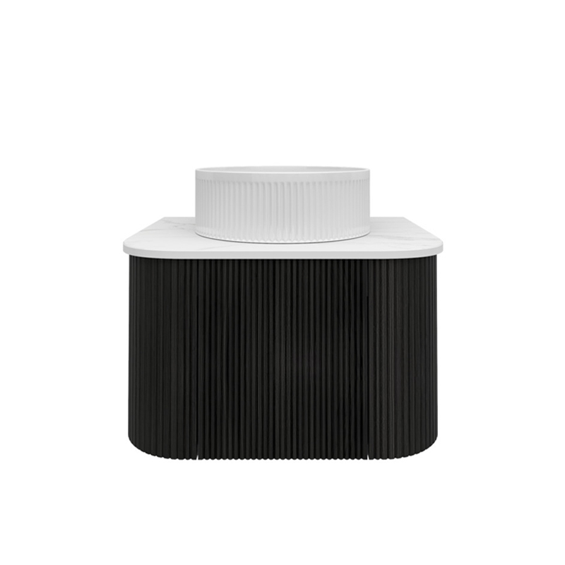 Kiama 600mm Bottega Oak One Door Curved Wall Hung Vanity Cabinet Only