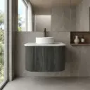 Kiama 600mm Dark Grey One Door Curved Wall Hung Vanity Cabinet Only