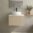 Kiama 600mm Coastal Oak One Drawer Wall Hung Vanity Cabinet Only