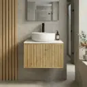 Kiama 600mm Prime Oak One Drawer Wall Hung Vanity Cabinet Only