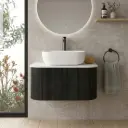 Kiama 750mm Bottega Oak One Drawer Curved Wall Hung Vanity Cabinet Only