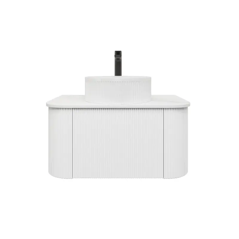 [93380/KC75W-MW] Kiama 750mm Matte White One Drawer Curved Wall Hung Vanity Cabinet Only