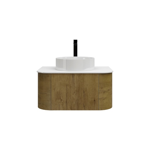 [93293/KC75W-PO] Kiama 750mm Prime Oak One Drawer Curved Wall Hung Vanity