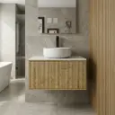 Kiama 750mm Prime Oak One Drawer Wall Hung Vanity Cabinet Only