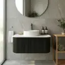 Kiama 900mm Bottega Oak One Drawer Curved Wall Hung Vanity Cabinet Only