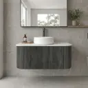 Kiama 900mm Dark Grey One Drawer Curved Wall Hung Vanity Cabinet Only