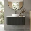 Kiama 900mm Matte Black One Drawer Curved Wall Hung Vanity Cabinet Only Only