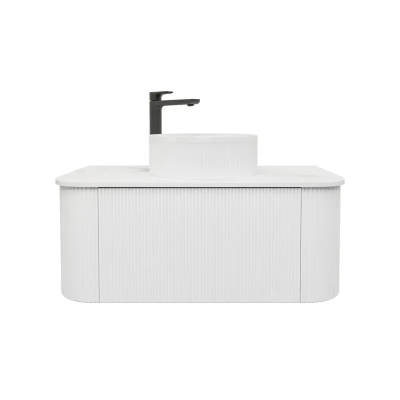 [93381/KC95W-MW] Kiama 900mm Matte White One Drawer Curved Wall Hung Vanity Cabinet Only