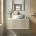 Kiama 900mm Coastal Oak One Left Drawer One Right Door Wall Hung Vanity Cabinet Only