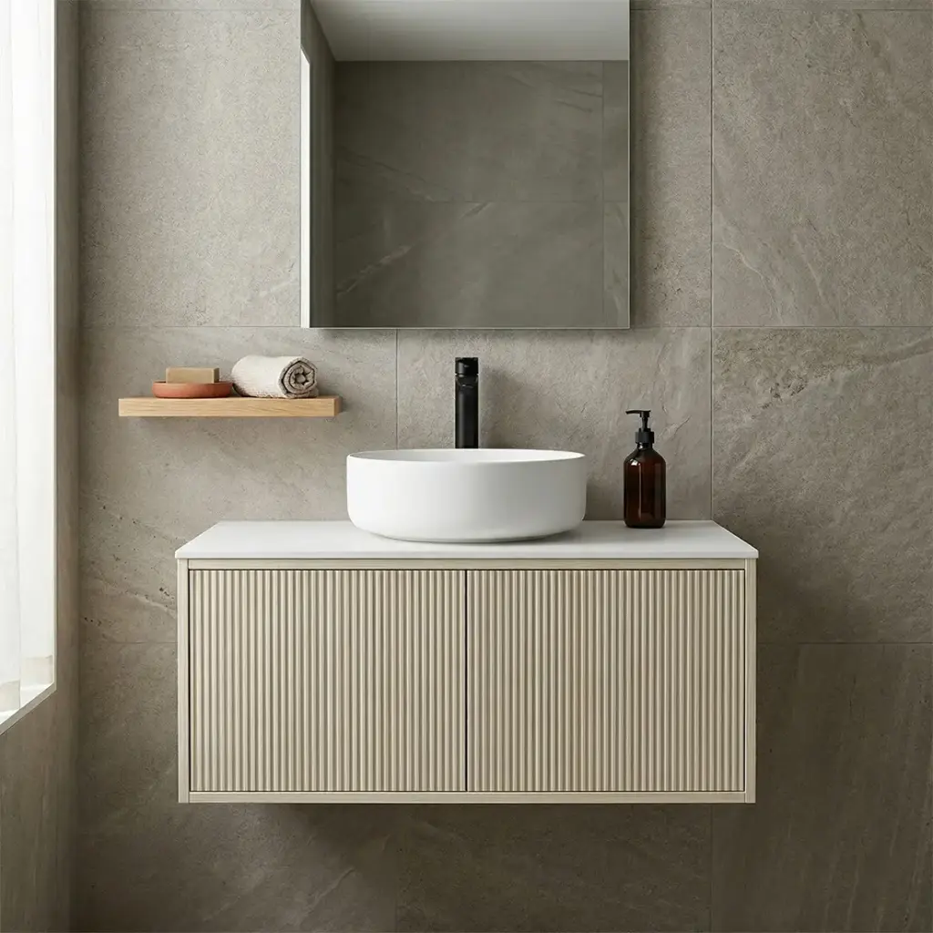 [93273/K95RW-CO] Kiama 900mm Coastal Oak One Right Drawer One Left Door Wall Hung Vanity Cabinet Only