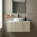 Kiama 900mm Coastal Oak One Right Drawer One Left Door Wall Hung Vanity Cabinet Only