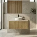 Kiama 900mm Prime Oak One Left Drawer One Right Door Wall Hung Vanity Cabinet Only