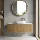 Kiama Slim 1200mm Prime Oak One Right Drawer One Left Door Narrow Wall Hung Vanity Cabinet Only