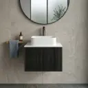 Kiama Slim 600mm Bottega Oak One Drawer Narrow Wall Hung Vanity Cabinet Only