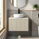 Kiama Slim 600mm Coastal Oak One Drawer Narrow Wall Hung Vanity Cabinet Only