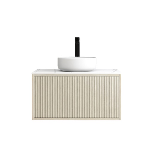 [93287/K739W-CO] Kiama Slim 750mm Coastal Oak One Drawer Narrow Wall Hung Vanity Cabinet Only