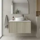 Kiama Slim 750mm Coastal Oak One Drawer Narrow Wall Hung Vanity Cabinet Only