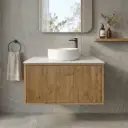 Kiama Slim 750mm Prime Oak One Drawer Narrow Wall Hung Vanity Cabinet Only