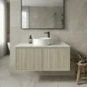 Kiama Slim 900mm Coastal Oak One Right Drawer One Left Door Narrow Wall Hung Vanity Cabinet Only