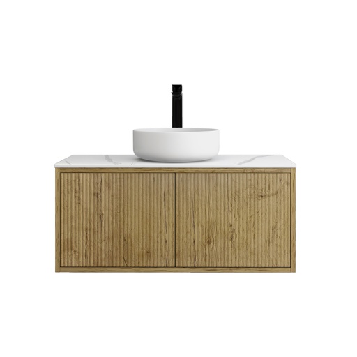 [93281/K939LW-PO] Kiama Slim 900mm Prime Oak One Left Drawer One Right Door Narrow Wall Hung Vanity Cabinet Only