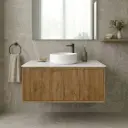 Kiama Slim 900mm Prime Oak One Right Drawer One Left Door Narrow Wall Hung Vanity Cabinet Only