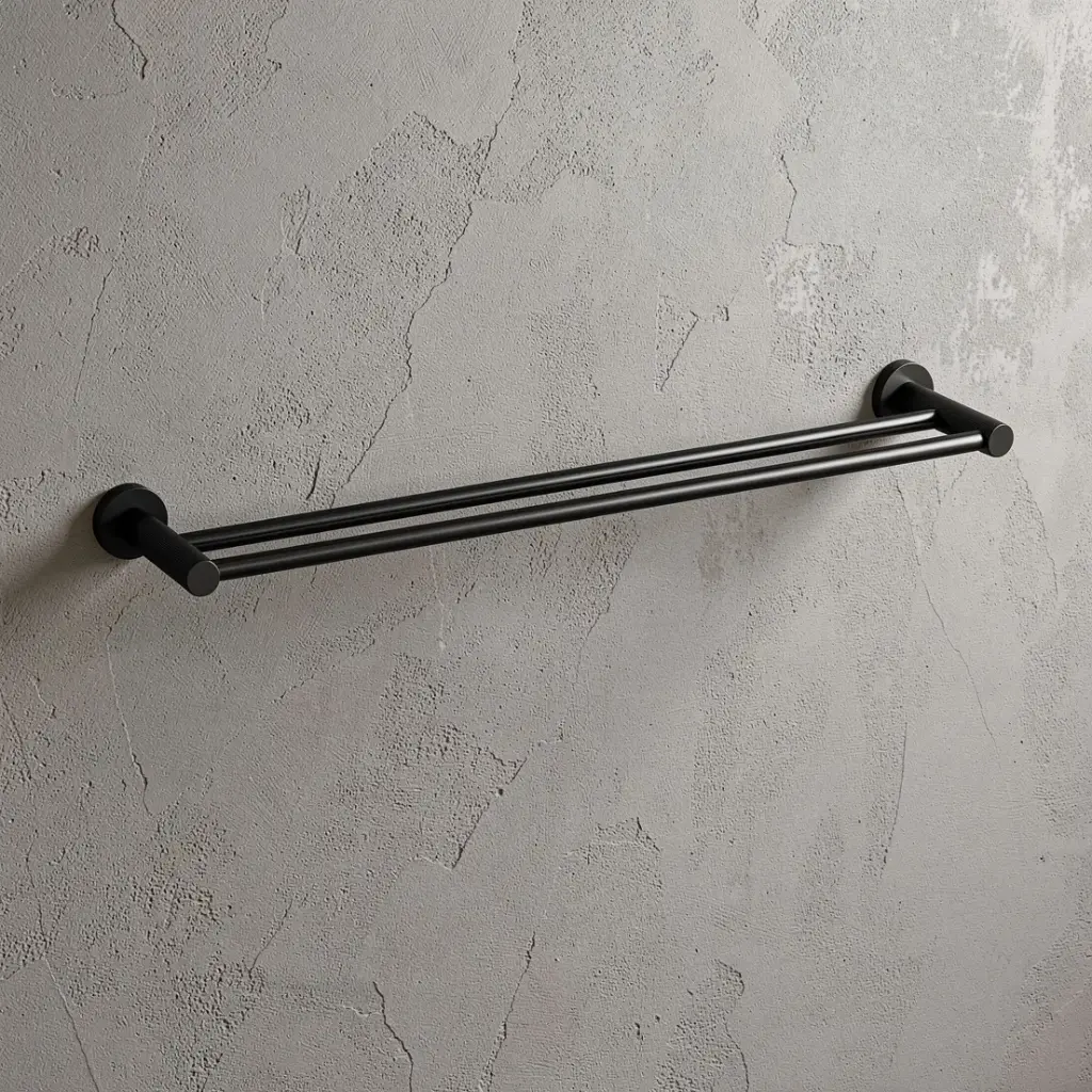 [44713] Linie Double Towel Rail 600mm Matt Black