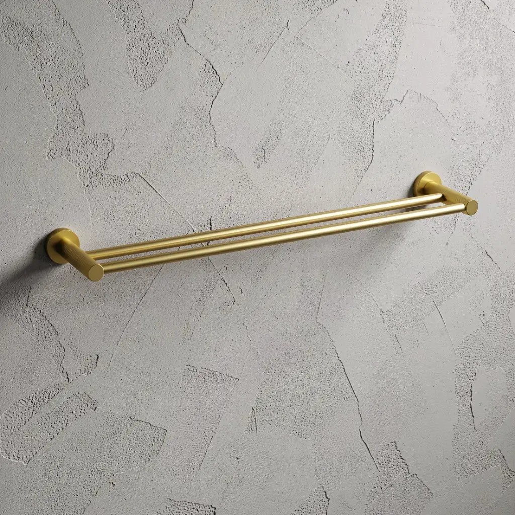 [44718] Linie Double Towel Rail 800mm Brushed Gold