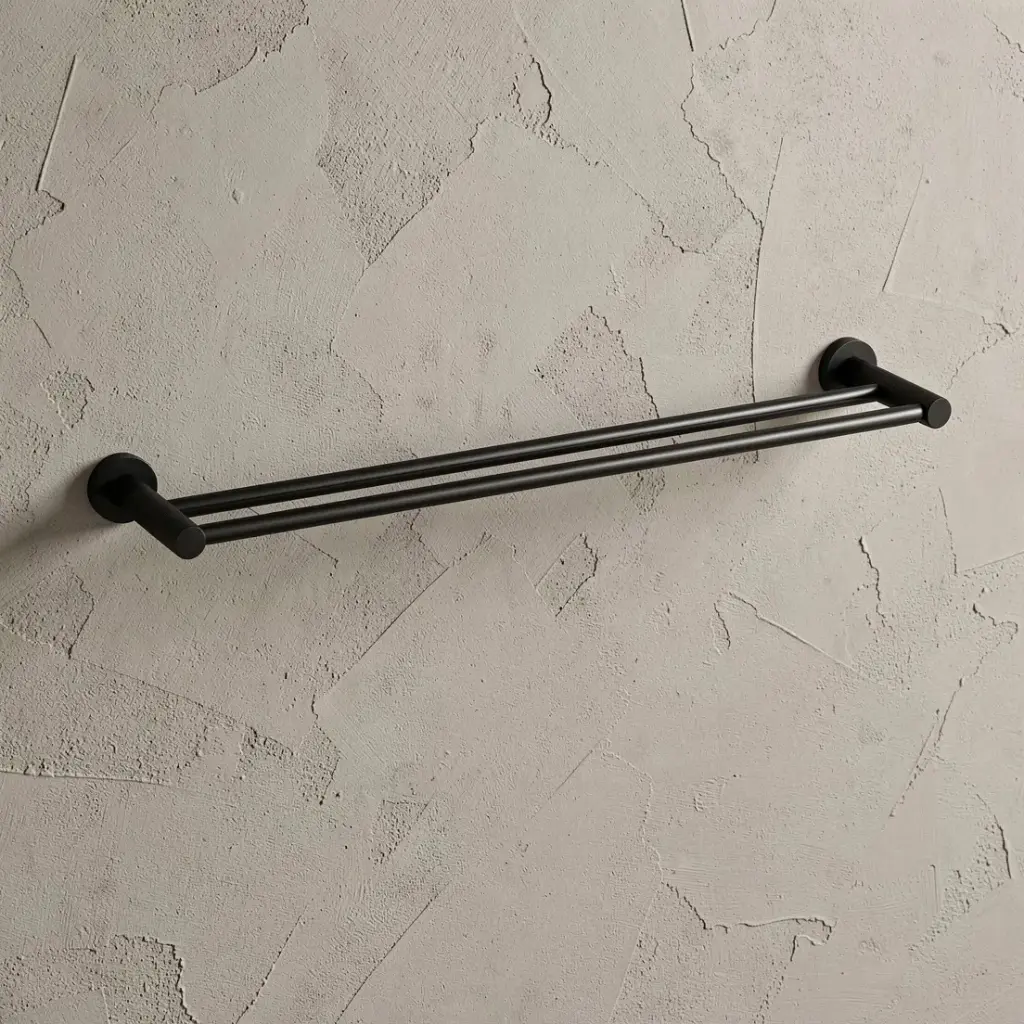[44717] Linie Double Towel Rail 800mm Matt Black