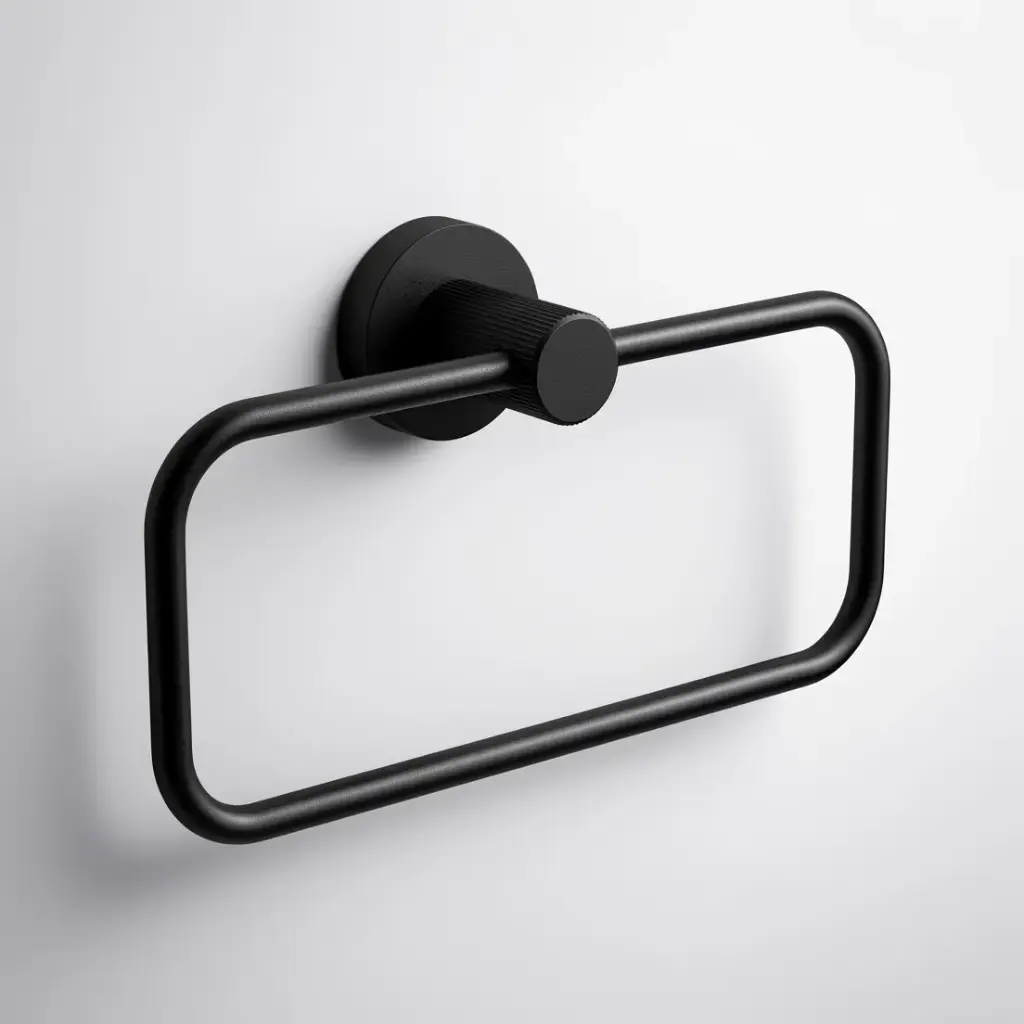 [44721] Linie Towel Ring Matt Black