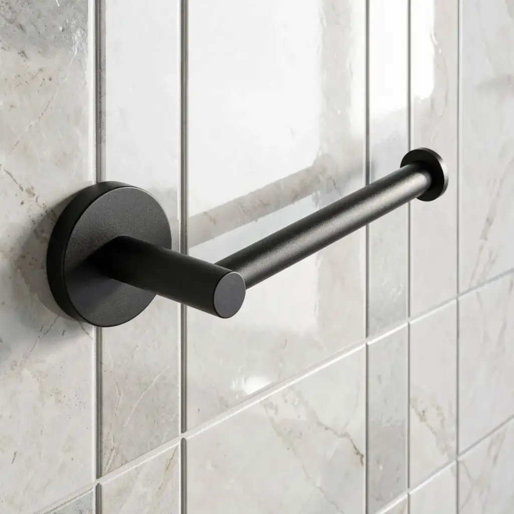 [40195] Lucid Pin Black Round Stainless Steel Wall Mounted Toilet Paper Roll Holder