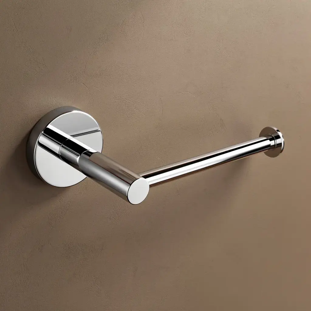 [40194] Lucid Pin Chrome Round Stainless Steel Wall Mounted Toilet Paper Roll Holder
