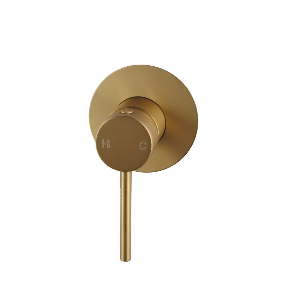 [41258] Lucid Pin Round Brushed Gold Shower/Bath Wall Mixer(80mm Cover Plate)