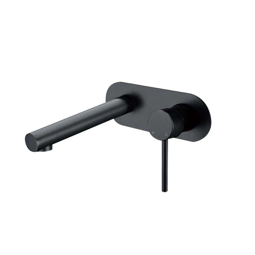 [40172] Lucid Pin Round Matte Black Bathtub/Basin Wall Mixer With Spout