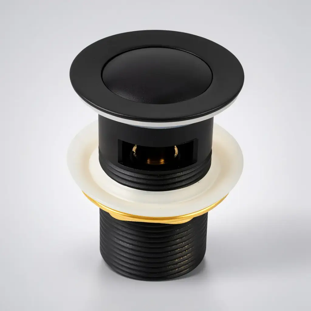 [41082] Matt Black 32/40mm Solid Brass Basin Pop Up Waste with Overflow