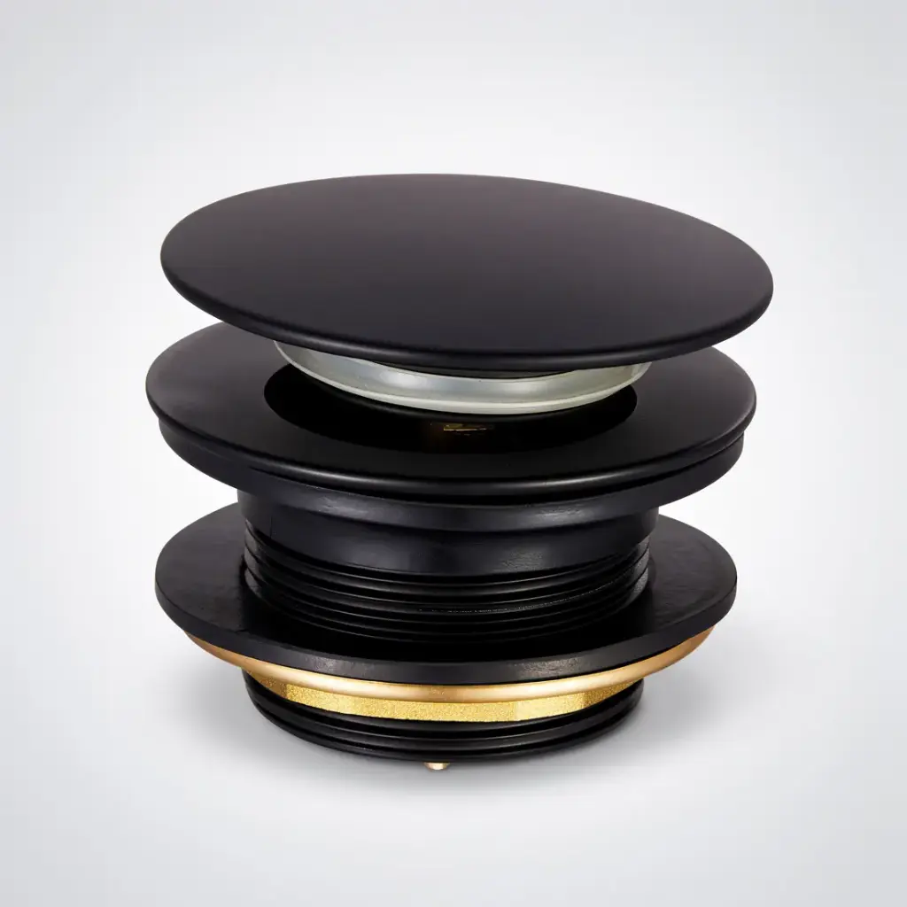 Matte Black Mushroom Solid Brass 40mm Bathtub Pop Up Waste Plug Non Overflow