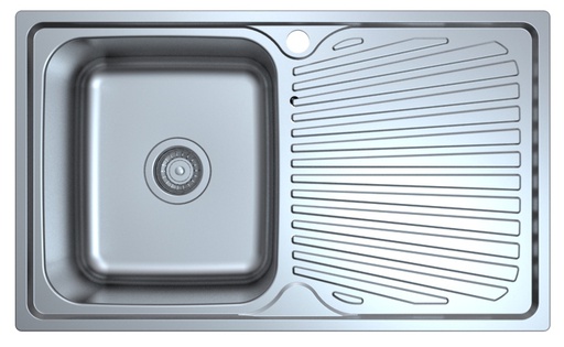 [43126] Otus Single Bowl & Single Drainer Sink Abovemount One Tap Hole Left Hand Bowl 800 x 480 x 178mm(304 Stainless Steel)
