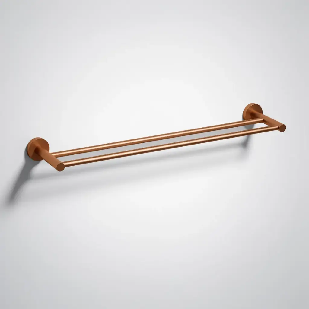 [44741] Otus Slimline Double Towel Rail 600mm Brushed Copper