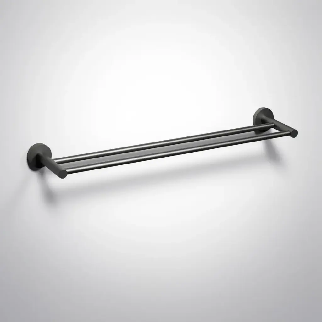 [44496] Otus Slimline Double Towel Rail 600mm Gun Metal