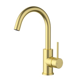 [44477] Otus Slimline SS Gooseneck Basin Mixer Brushed Gold