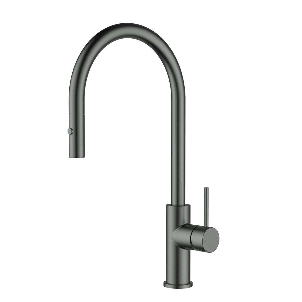 [44912] Otus Slimline SS Gooseneck Pull-Out Sink Mixer Gun Metal
