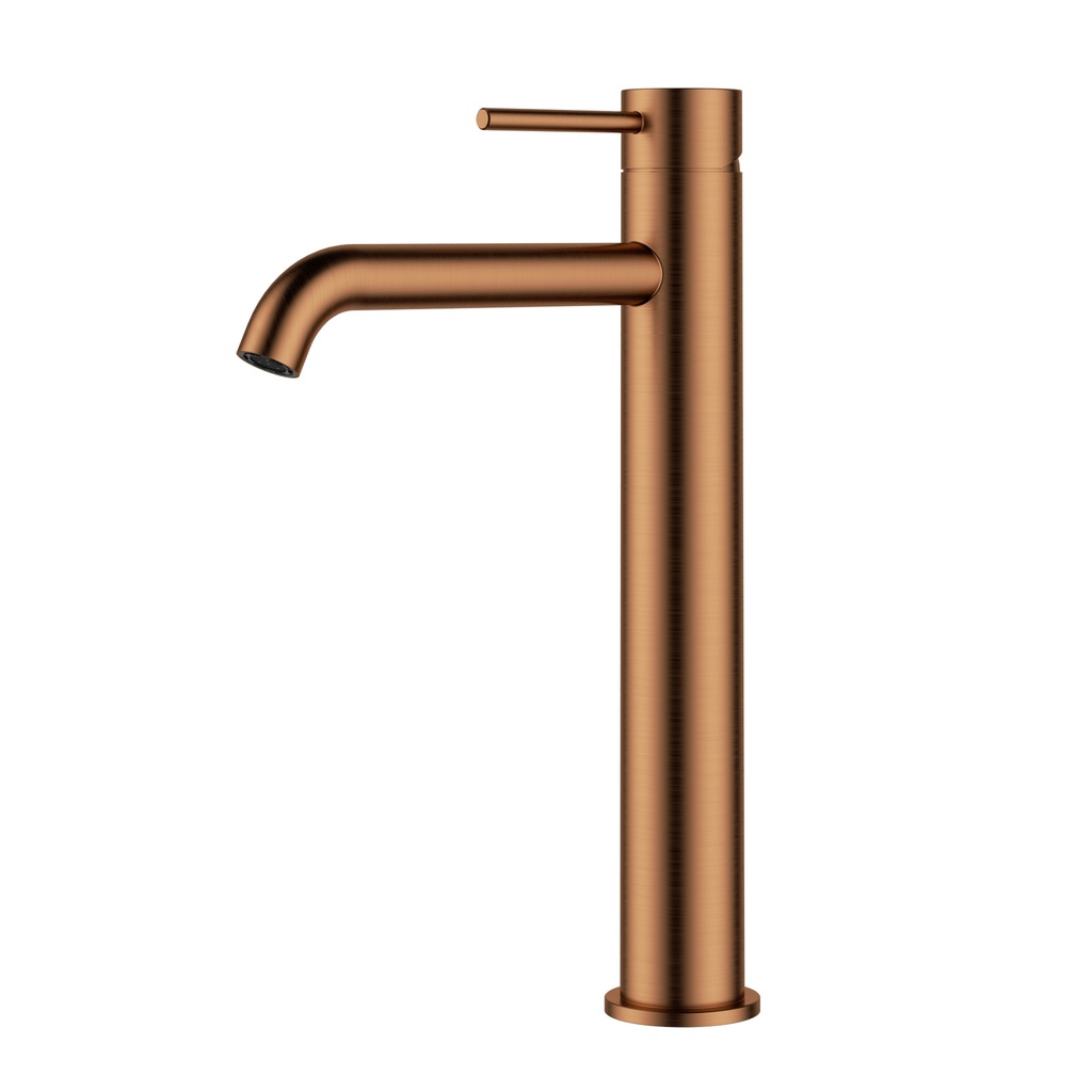 [44919] Otus Slimline SS Highrise Basin Mixer Curved Spout Brushed Copper