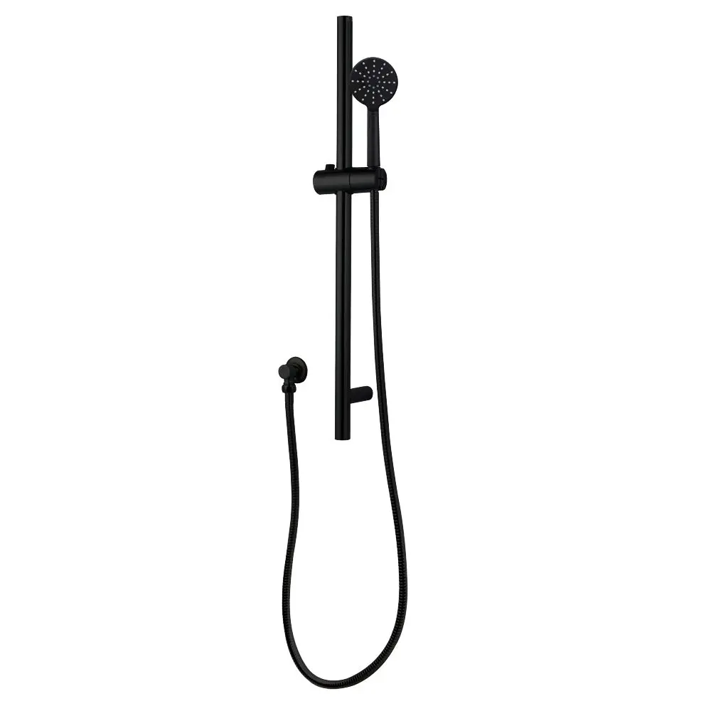 [40769] Pentro Black Round Handheld Shower Rail Set