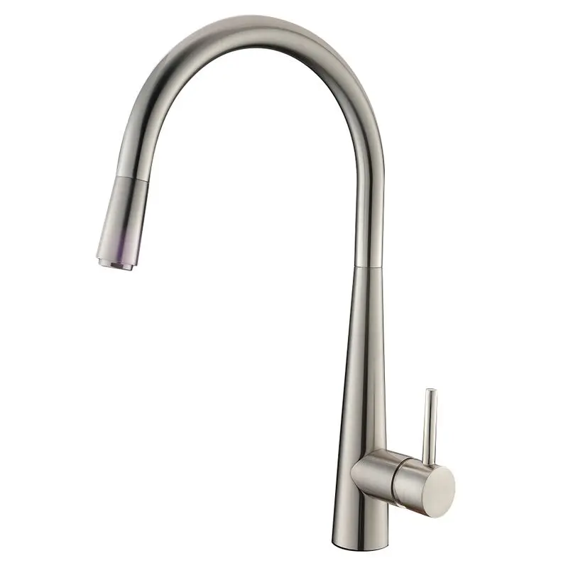[40810] Pentro Brushed Nickel Round Pull Out Kitchen Mixer