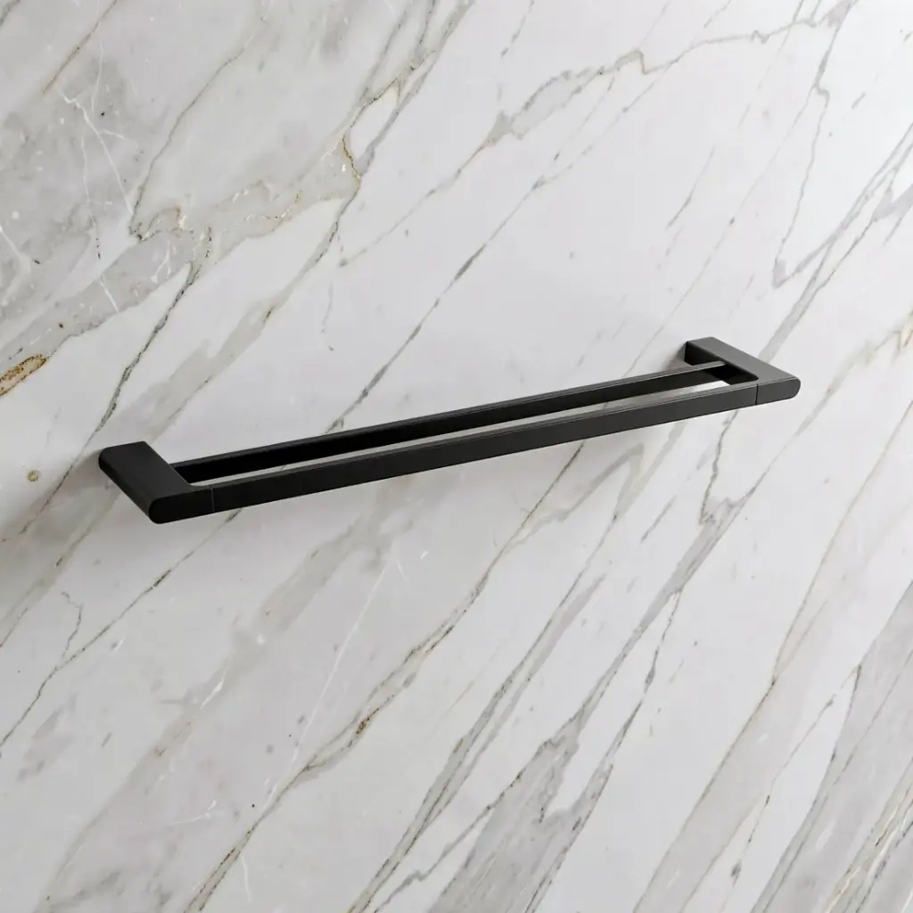 [41073] Persano Matte Black Zinc Alloy 600mm Double Towel Rail