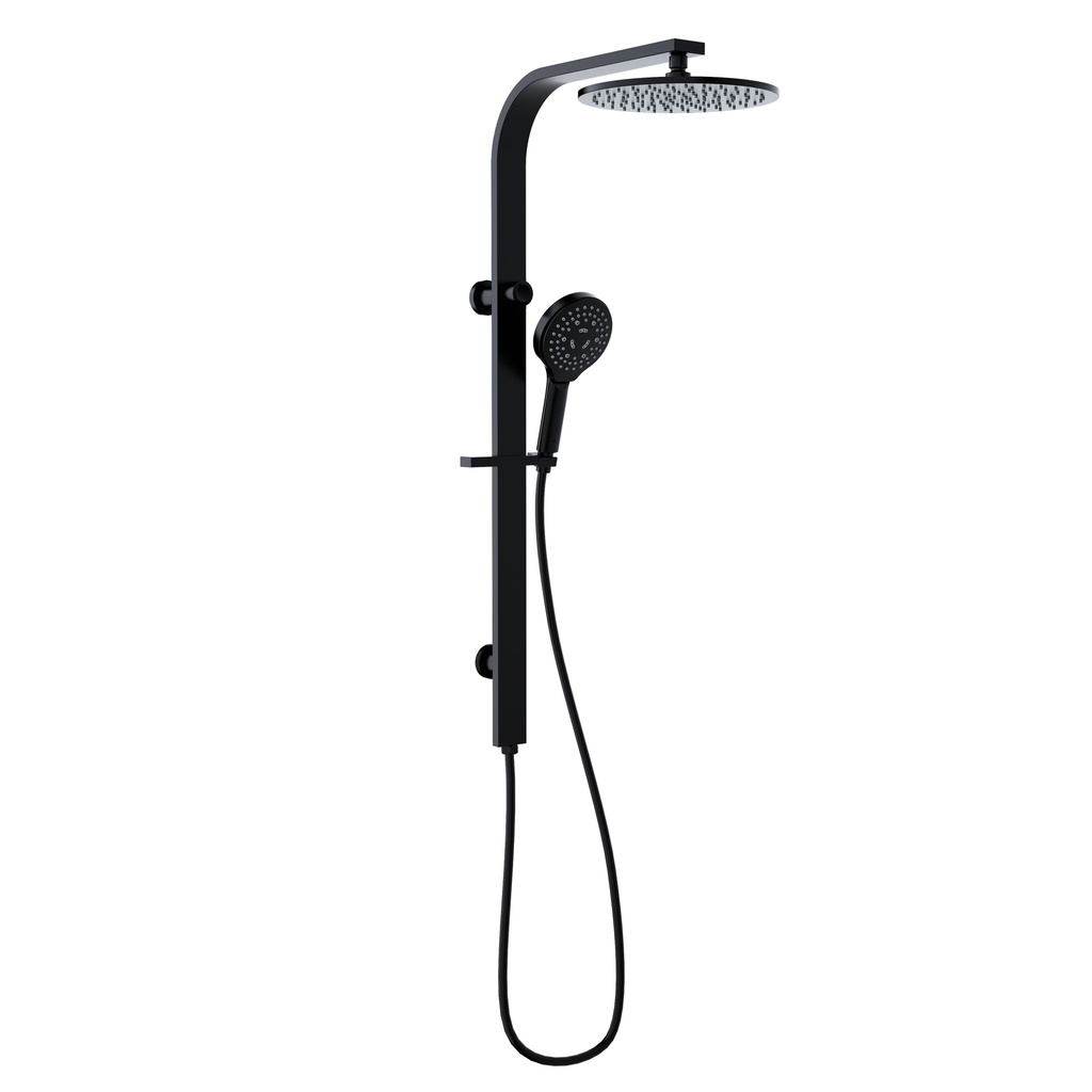 [43865] Regal Round MultiFunction Shower Set Matt Black,250mm Plastic Shower Head