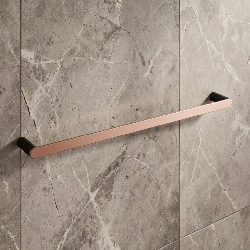 [41361] Round Black & Rose Gold 304 Stainless Steel Single Towel Rail 600mm