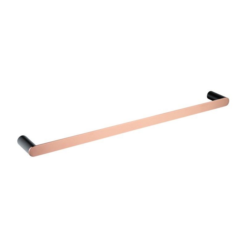 [41361] Round Black & Rose Gold 304 Stainless Steel Single Towel Rail 600mm
