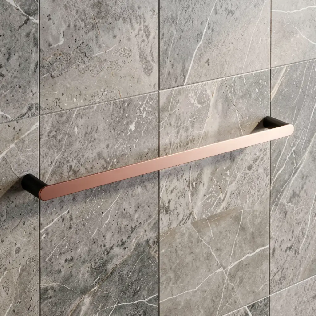 [41360] Round Black & Rose Gold 304 Stainless Steel Single Towel Rail 800mm